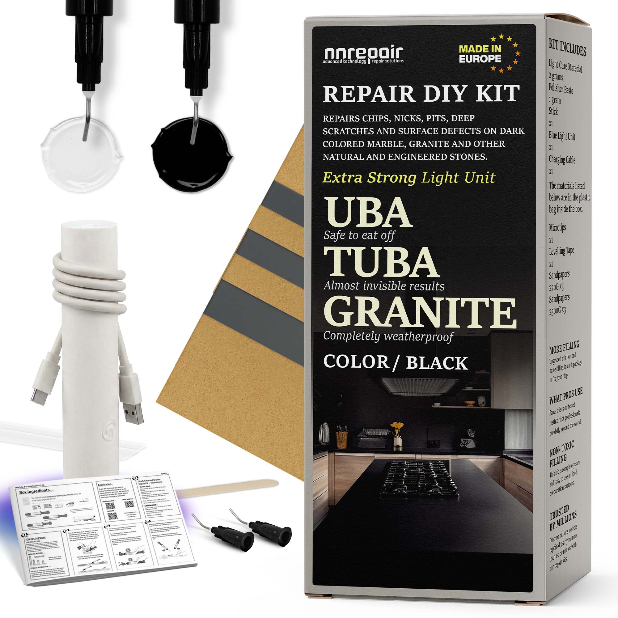 Black and Grey Surface Repair Kit for Large Defects (Black & UBA Tuba)